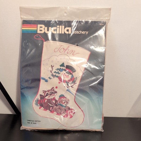 Bucilla Stitchery Christmas Stocking Kit Christmas Critters 82341 Vintage Wool